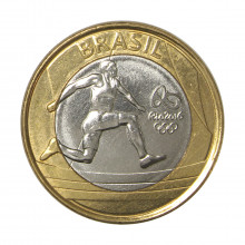 Moeda V-606 1 Real 2014 SOB Atletismo Bimetálico Ø27mm 7gr.