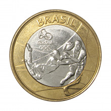 Moeda V-613 1 Real 2015 SOB Rugby Bimetálico Ø27mm 7gr.