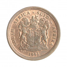 Moeda KM#134 5 Cents 1993 MBC África do Sul África Aço R Bronze Ø21mm 4,5gr.
