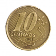 Moeda V-494 10 Centavos 2001 MBC Batida Dupla 