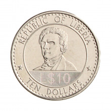 Moeda KM#1084 10 Dollars 2022 FC Libéria África Aço R Níquel Ø23mm 4,8gr.