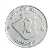 Moeda KM#130 2 Dinars 2009 (1430) FC Argélia África Aço Inoxidável Ø22,5mm 5,13gr.