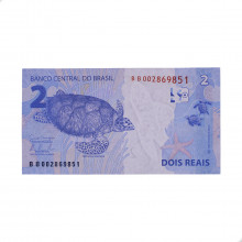 Cédula C-333 BB 2 Reais 2014 FE - Guido Mantega 2ª Chancela / Alexandre A. Tombini