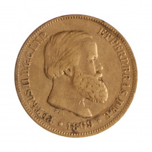 Moeda B-785 10 Réis 1869 MBC+ C/Ponto no S Bronze Ø20mm 3,5gr.