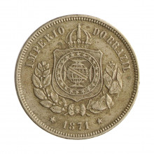 Moeda V-002 100 Réis 1871 MBC+ Cupro Níquel Ø27mm 10gr.