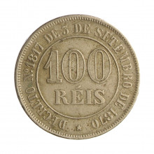 Moeda V-002 100 Réis 1871 MBC+ Cupro Níquel Ø27mm 10gr.