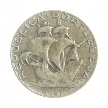 Moeda KM#580 2,5 Escudos 1947 MBC+ Portugal Europa Prata 0.650 Ø20,5mm 3,5gr.