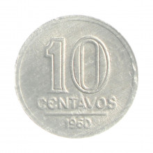 Moeda V-261 10 Centavos 1960 FC Data Difícil Alumínio Ø17mm 1gr.