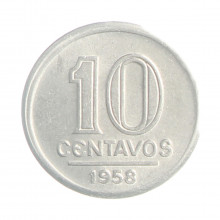 Moeda V-259 10 Centavos 1958 FC Escassa Alumínio Ø17mm 1gr.