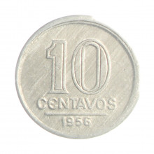 Moeda V-257 10 Centavos 1956 SOB Alumínio Ø17mm 1gr.