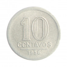 Moeda V-257 10 Centavos 1956 MBC+ Alumínio Ø17mm 1gr.