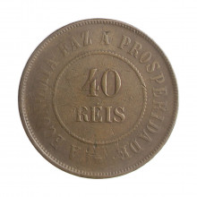 Moeda B-826 40 Réis 1908 BC/MBC Bronze Ø30mm 12gr.