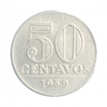 Moeda V-271 50 Centavos 1959 MBC+ Alumínio Ø21mm 1,7gr.
