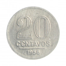 Moeda V-263 20 Centavos 1956 MBC+ Alumínio Ø19mm 1,4gr.