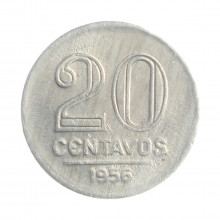 Moeda V-263 20 Centavos 1956 SOB/FC Alumínio Ø19mm 1,4gr.