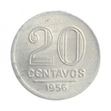 Moeda V-263 20 Centavos 1956 FC Alumínio Ø19mm 1,4gr.