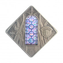 Estojo Moeda KM#743 10 Dolares 2015 FC Palau Oceania Catedral de Canterbury Prata 0.999 Ø42mm 50gr.