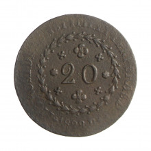 Moeda C-584 20 Réis 1828 R BC/MBC Cobre Ø30mm 7,17gr.