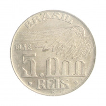 Moeda P-723 5000 Réis 1938 MBC+ Prata 0.600 Ø27,5mm 10gr.