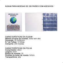 Álbum para Moedas de 230 Países com Adesivos