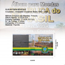 Álbum para Moedas República do Brasil Cruzeiros, Cruzados, Cruzeiros Reais 1942 - 1994