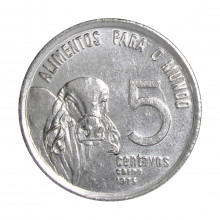 Moeda V-333 5 Centavos 1975 SOB/FC FAO Aço Inoxidável Ø21mm 2,7gr.
