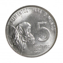 Moeda V-335 5 Centavos 1977 FC FAO Aço Inoxidável Ø21mm 2,7gr.