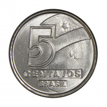 Moeda V-406 5 Centavos 1989 FC Pescador Aço Inoxidável Ø17,5mm 2,2gr.