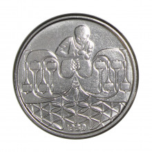 Moeda V-410 50 Centavos 1989 SOB/FC Rendeira Aço Inoxidável Ø19,5mm 2,8gr.