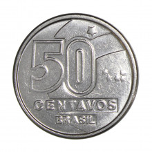 Moeda V-410 50 Centavos 1989 SOB/FC Rendeira Aço Inoxidável Ø19,5mm 2,8gr.