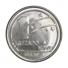 Moeda V-412 1 Cruzado Novo 1989 FC Centenário da República 1889 - 1989 Aço Inoxidável Ø31mm 10gr.*