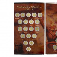Estojo 38 Moedas Comemorativa Bicentenário Independência1810-2010 e Centenário Revolução 1910-2010 MBC México América