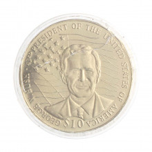 Moeda KM#New 10 Dollar 2001 FC Libéria África Presidentes dos EUA Cupro-Níquel Ø33,1mm 14,6gr.