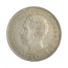 Moeda KM#509 500 Réis 1887  MBC+ Portugal Europa   Prata 0.917 Ø30mm 12,5gr.