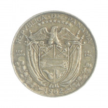Moeda KM#10.2 ⅒ Balboa 1962  MBC Panamá América   Prata 0.900 Ø17,91mm 2,5gr.