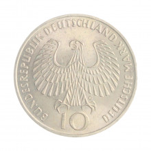 Moeda KM#135 10 Deutsche Mark 1972 Letra G SOB/FC Alemanha Federativa Europa  Jogos Olímpicos de 1972 em Munique Prata 0