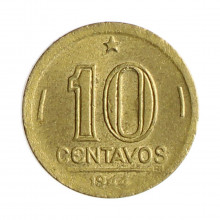 Moeda V-180 10 Centavos 1944 MBC/SOB C/ Sigla Bronze Alumínio Ø17mm 3gr.