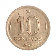 Moeda V-178 10 Centavos 1942 MBC/SOB Níquel Rosa Ø17mm 3gr.