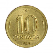 Moeda V-181a 10 Centavos 1945 SOB/FC S/Sigla Bronze Alumínio Ø17mm 3gr.