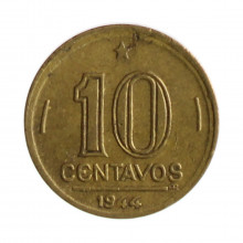 Moeda V-180b 10 Centavos 1944 MBC+ S/Sigla Bronze Alumínio Ø17mm 3gr.*