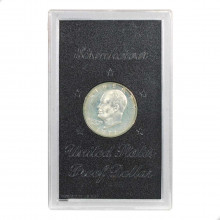 Moeda KM#203a 1 Dollar 1971 Letra S FC USA América Presidente Dwight D. Eisenhower Prata 0.400 Ø38.1mm 24.59gr.