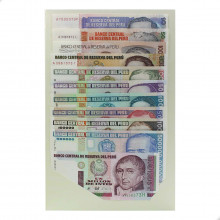 Folder Encarte com 11 Cédula SOB/FE Originais da Família Del Inti Peru América