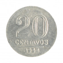 Moeda V-265 20 Centavos 1958  SOB  Alumínio  Ø19mm 1,4gr.*