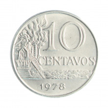 Moeda V-302 10 Centavos 1978 SOB Aço Inox Ø23mm 4,2gr.