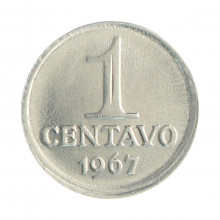 Moeda V-287 1 Centavo 1967 FC Aço Inoxidável Ø17mm 2,6gr.*
