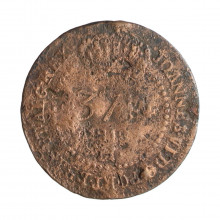Moeda C-549 37,5 Réis 1818 M UTG Data Difícil Cobre Ø30mm 7,17gr.