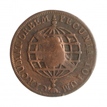 Moeda C-274 X Réis 1784 MBC Coroa Alta C/ Carimbo do Escudete Cobre Ø31mm 7,17gr.