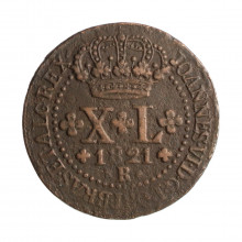 Moeda C-518 XL Réis 1821 R MBC Cobre Ø35mm 14,34gr.