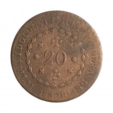 Moeda C-586 20 Réis 1830 R BC/MBC Cobre Ø30mm 7,17gr.