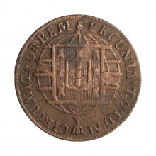 Moeda C-508 XX Réis 1821 R MBC Cobre Ø30mm 7,17gr.